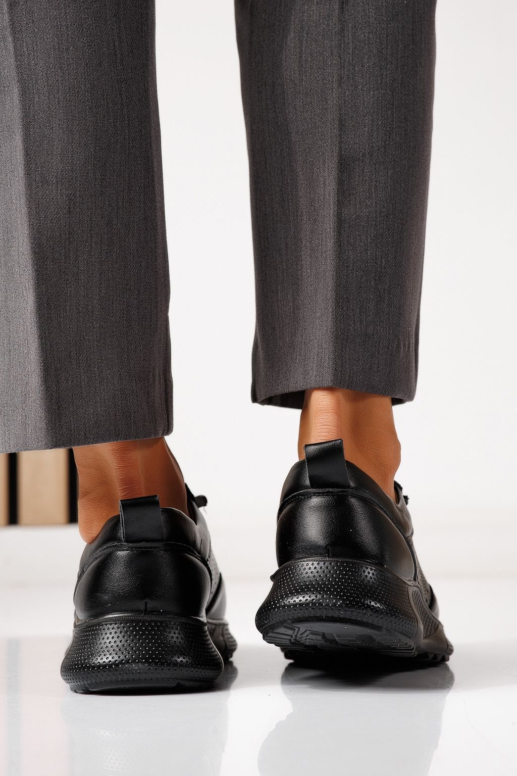 Pantofi casual dama negri din piele ecologica Bica #24938