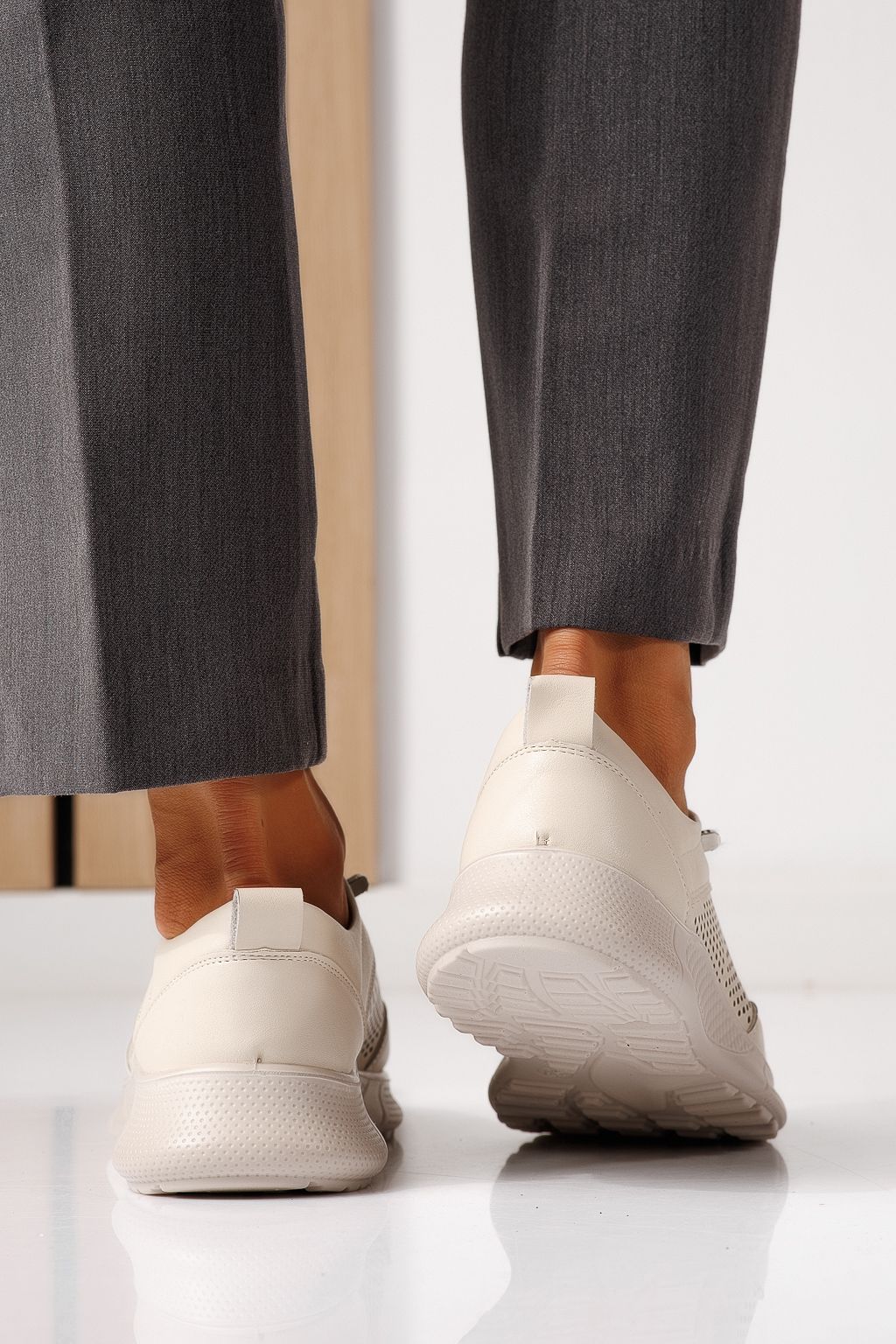 Pantofi casual dama bej  din piele ecologica Catrina #24940