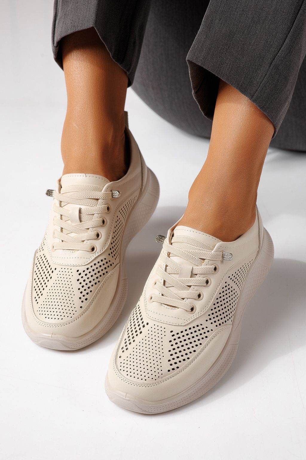 Pantofi casual dama bej  din piele ecologica Catrina #24940