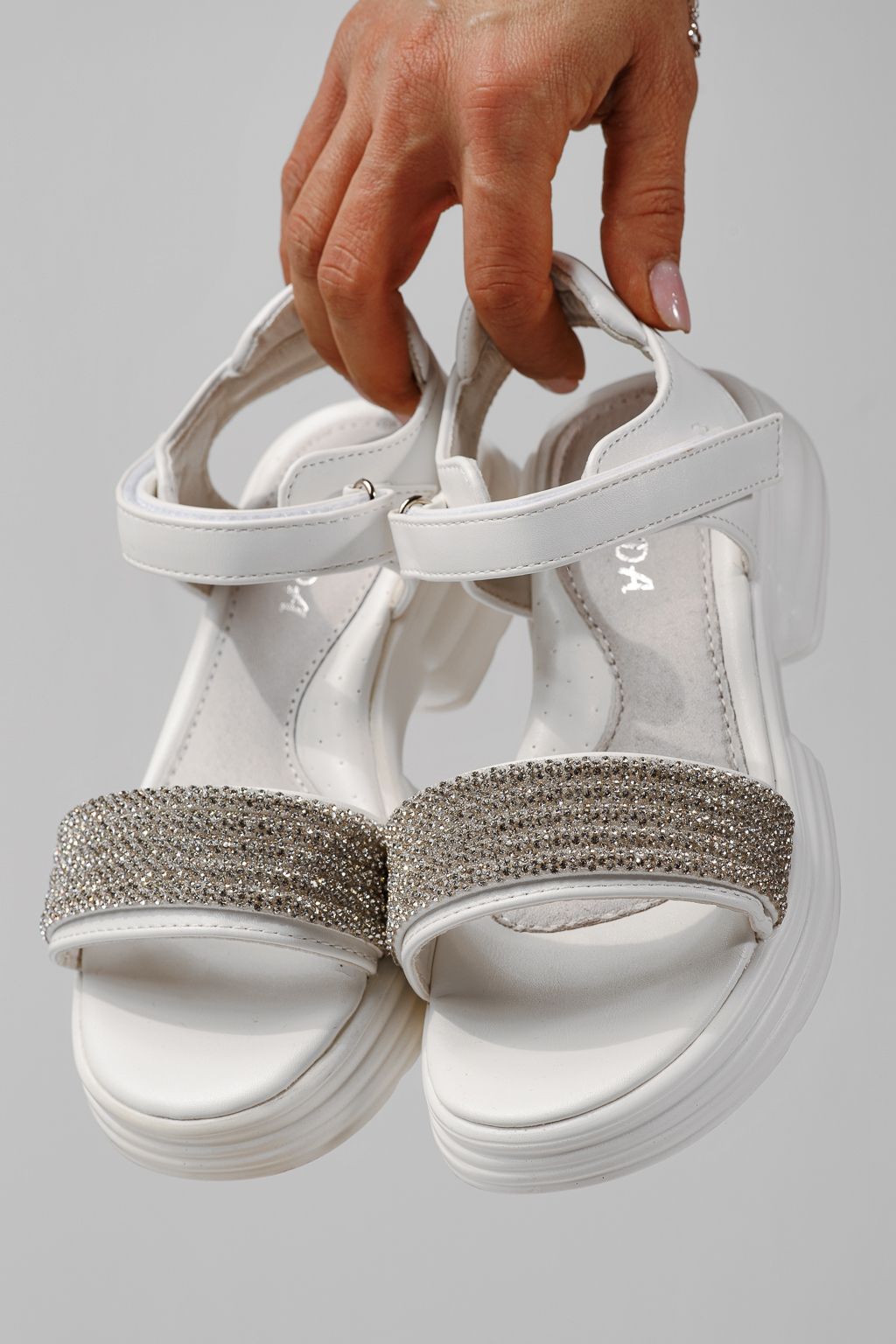 Sandale copii albi din piele ecologica Enara #24919