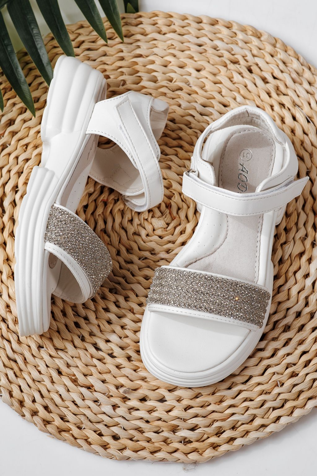 Sandale copii albi din piele ecologica Enara #24919