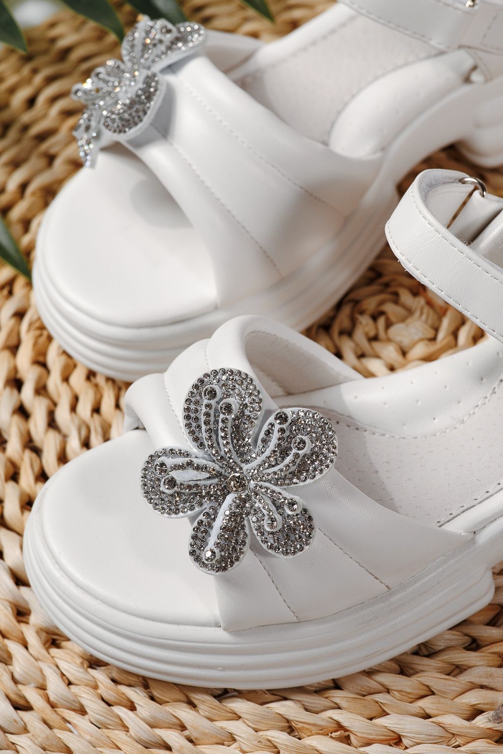 Sandale copii albi din piele ecologica Elara #24915