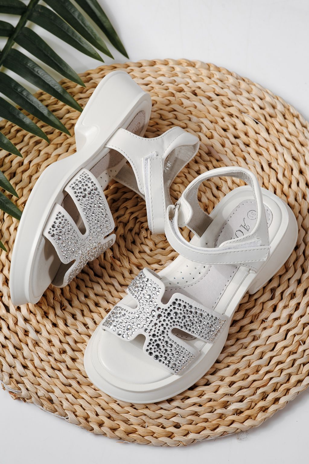 Sandale copii albe din piele ecologica Lovia #24956