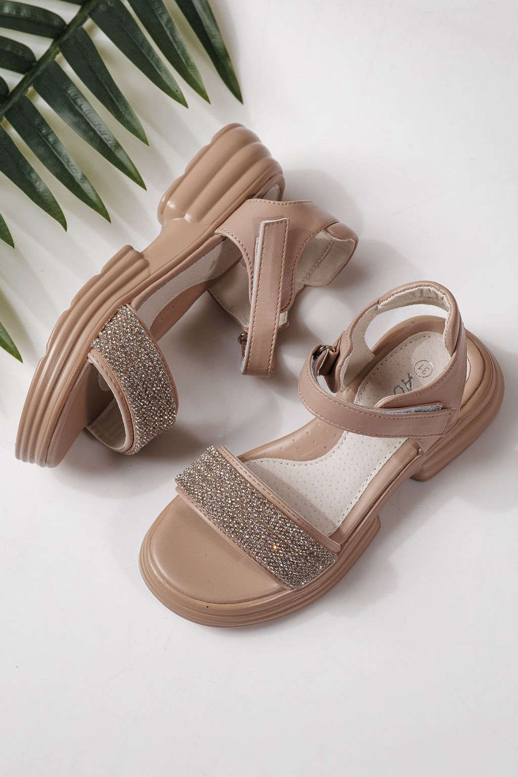 Sandale copii roz din piele ecologica Enara #24918