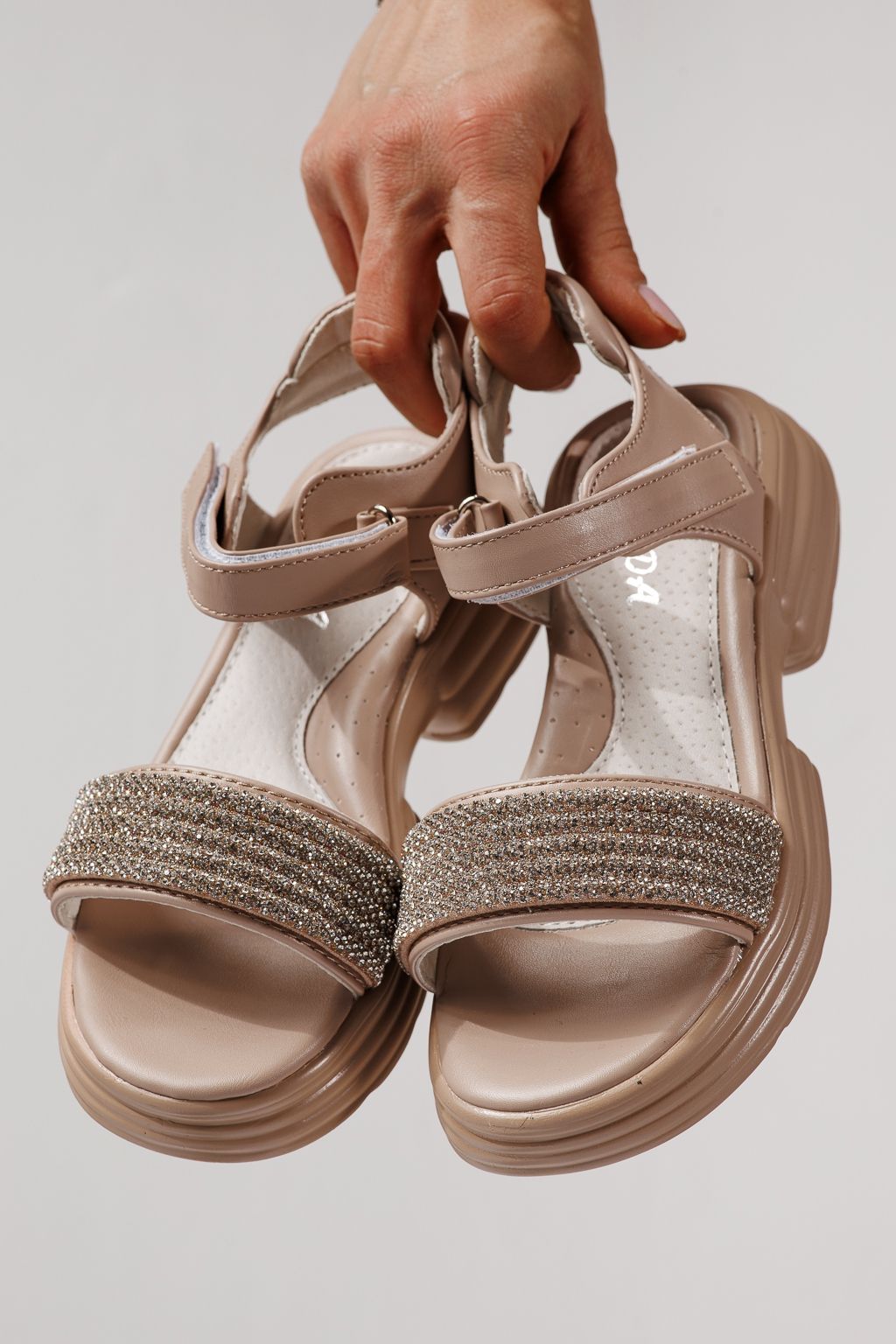 Sandale copii roz din piele ecologica Enara #24918