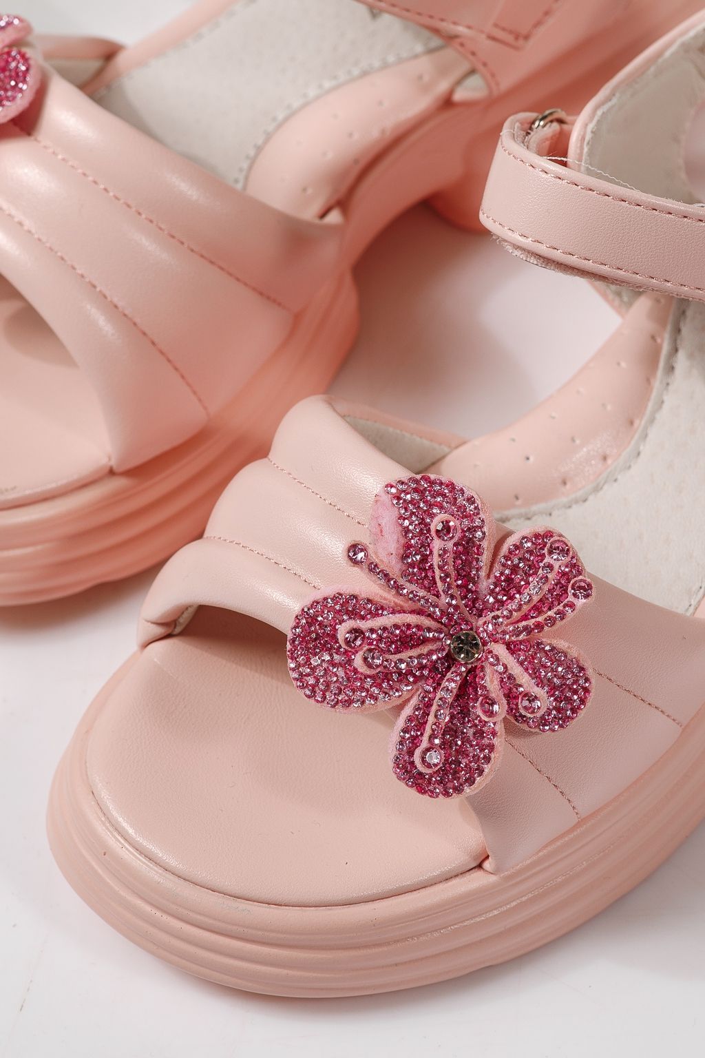 Sandale copii roz din piele ecologica Elara #24916