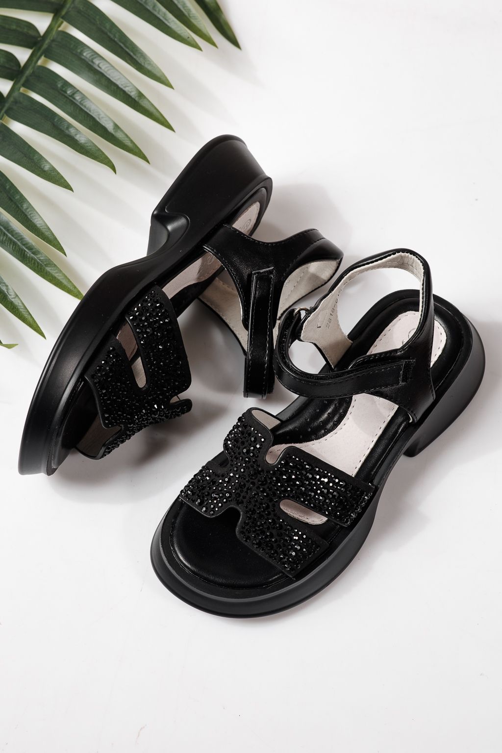 Sandale copii negre din piele ecologica Lovia #24955