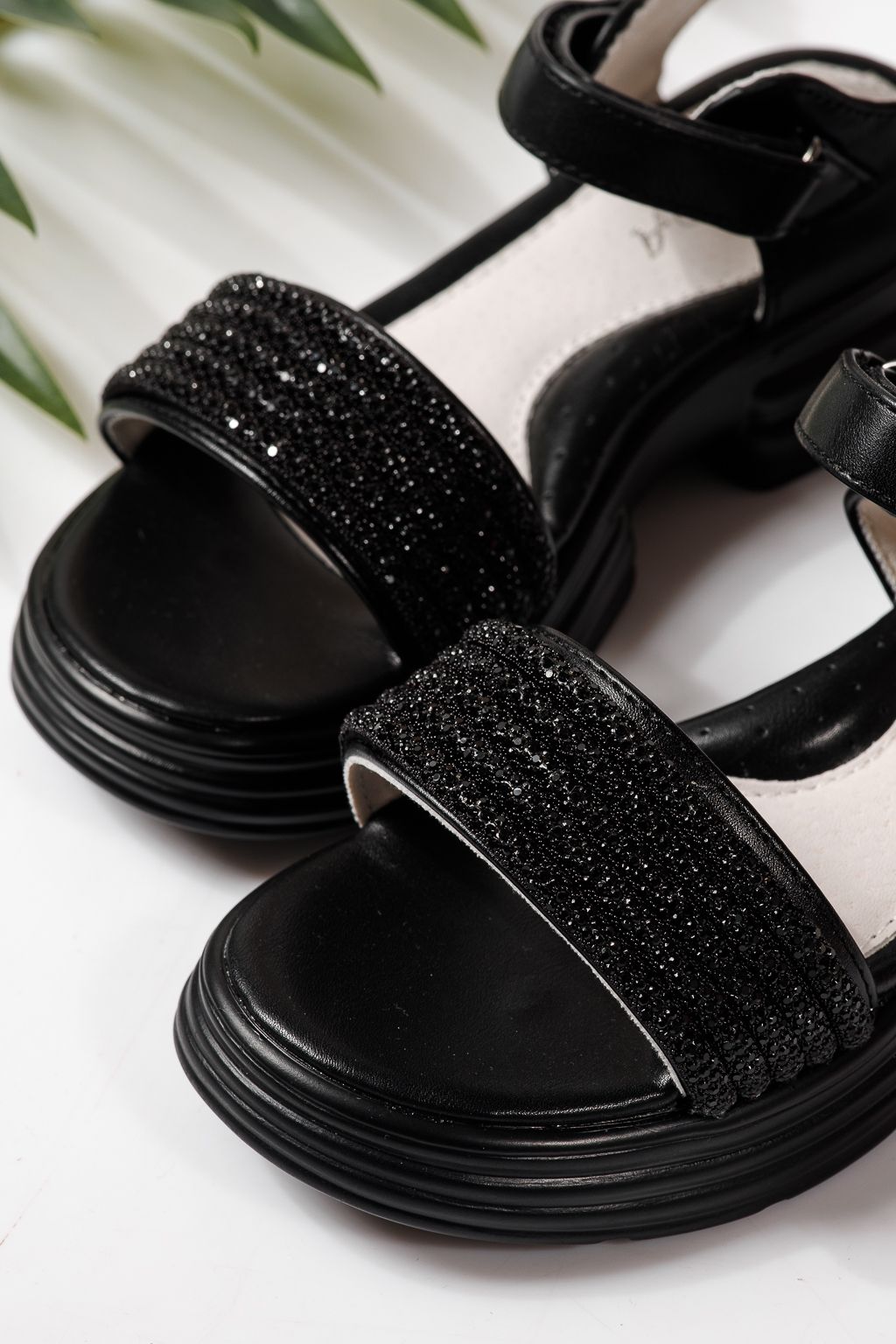 Sandale copii negre din piele ecologica Enara #24920