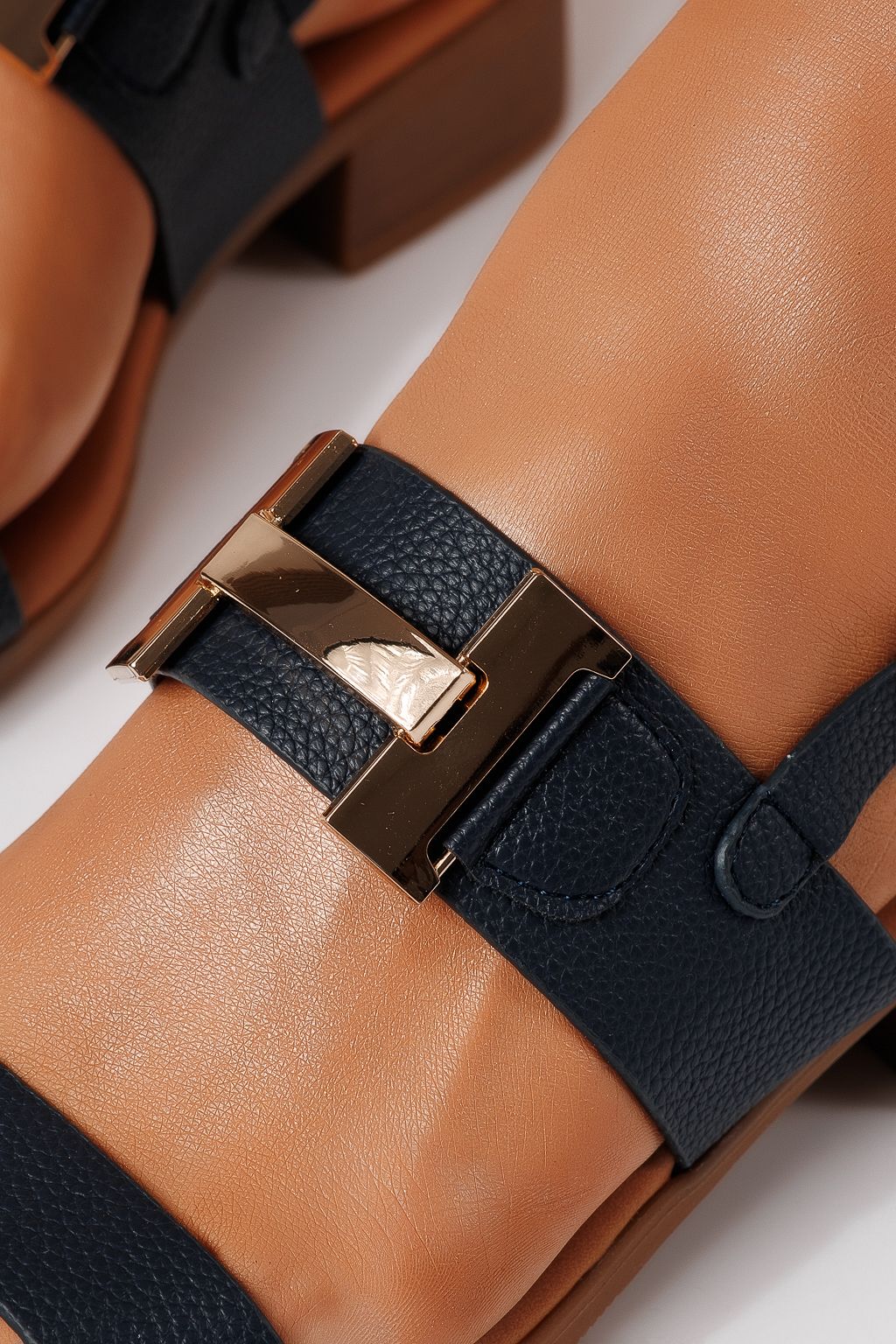 Sandale cu toc dama albastre din piele ecologica Harper #24967