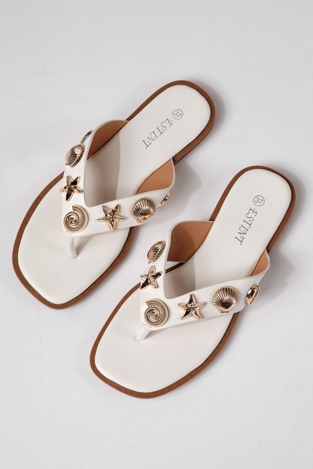 Papuci dama albi din piele ecologica Zelia #24800