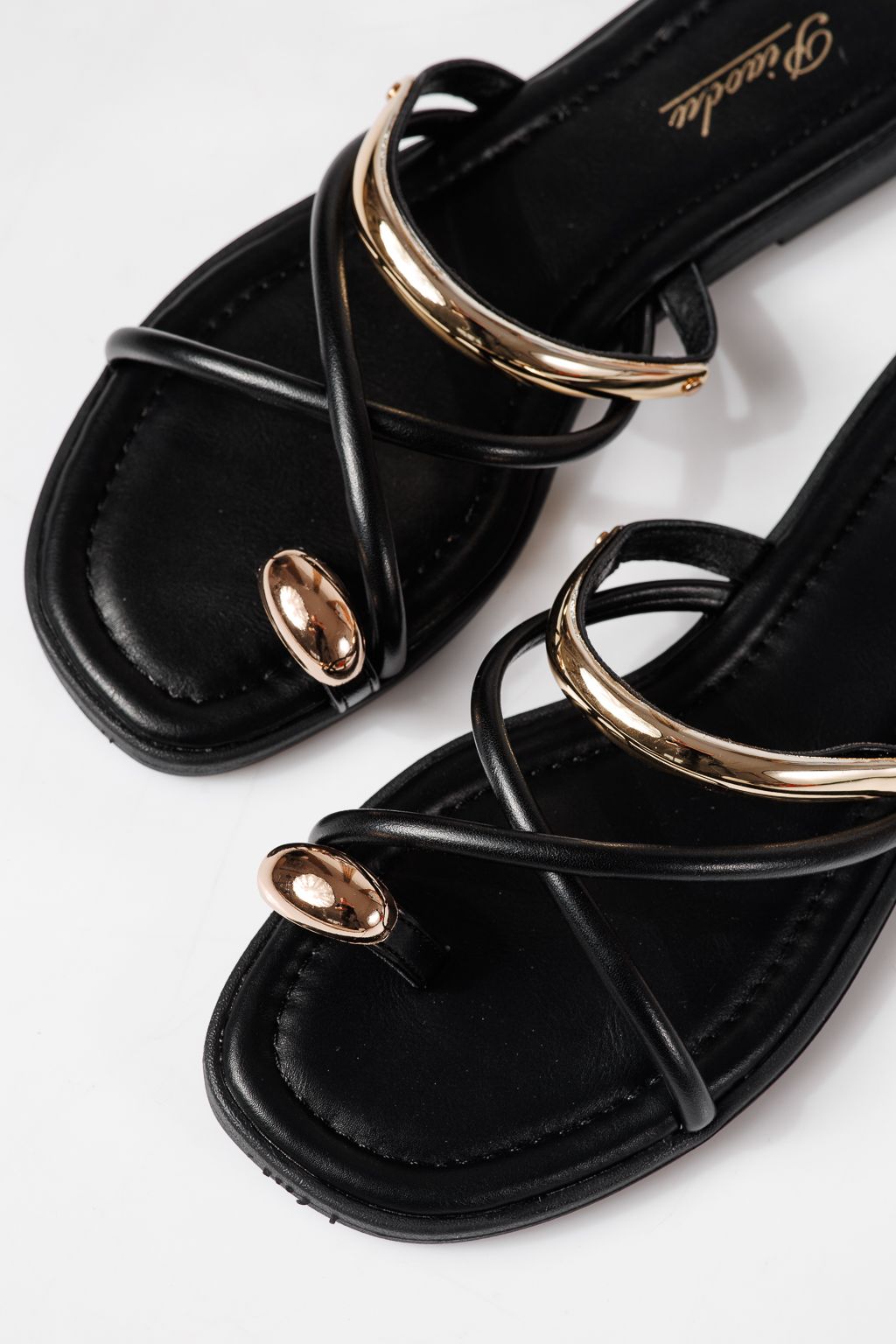 Papuci dama negri din piele ecologica Lea #24965