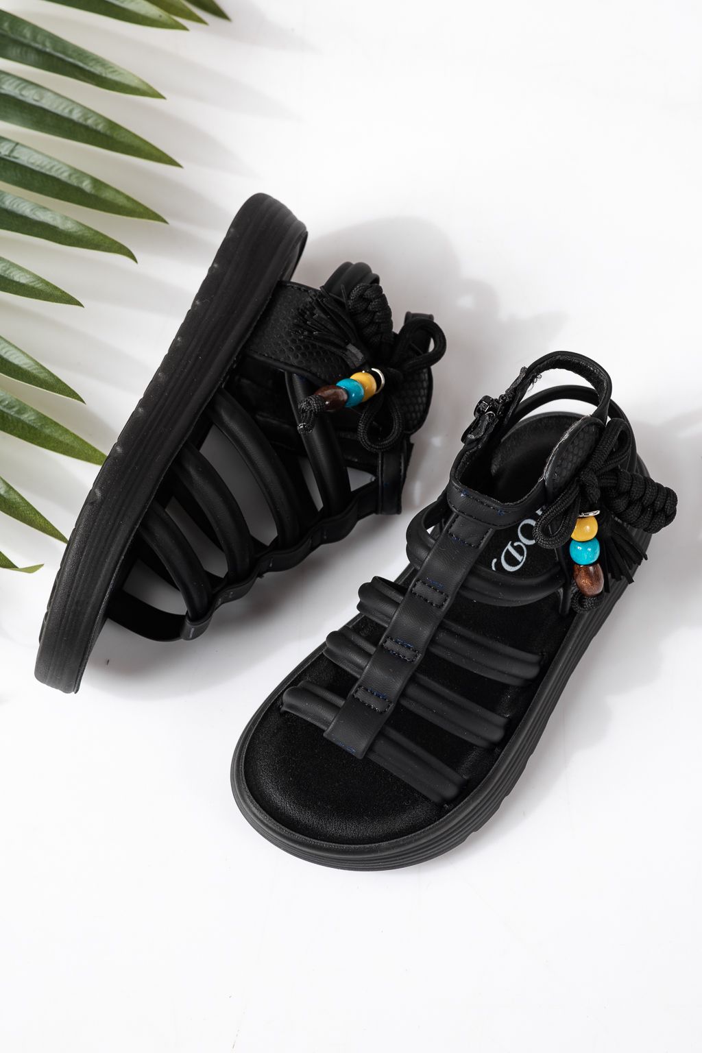 Sandale copii negre din piele ecologica Madison #24923