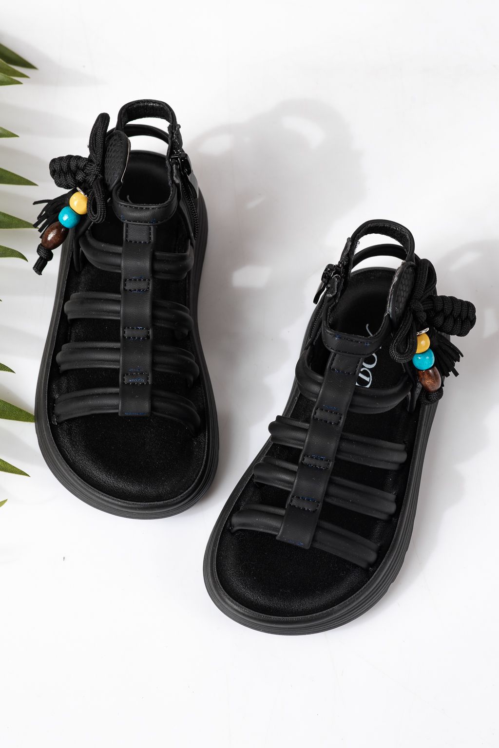 Sandale copii negre din piele ecologica Madison #24923