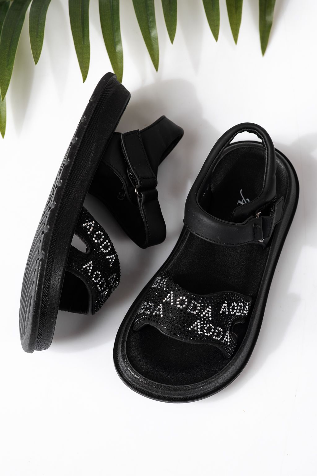 Sandale copii negre din piele ecologica Ivara #24926