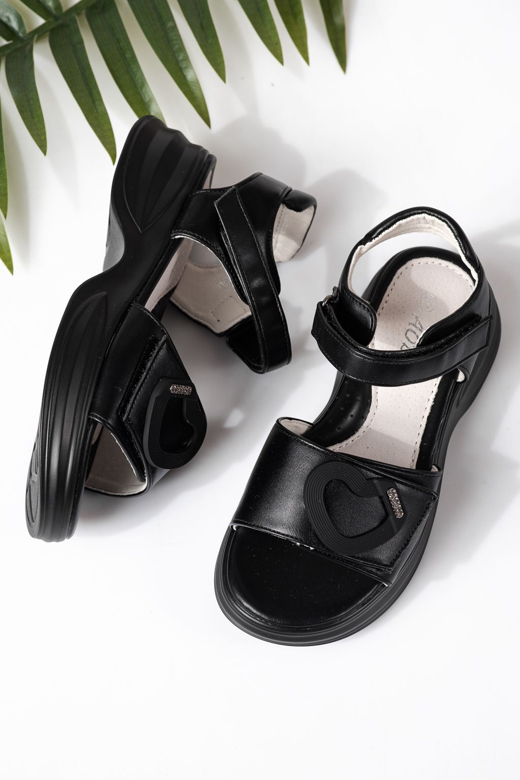 Sandale copii negre din piele ecologica Dysis #24911