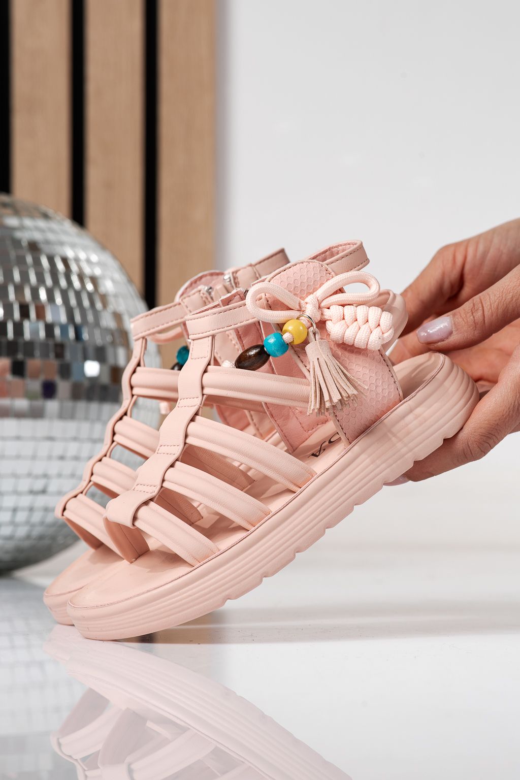 Sandale copii roz din piele ecologica Madison #24959