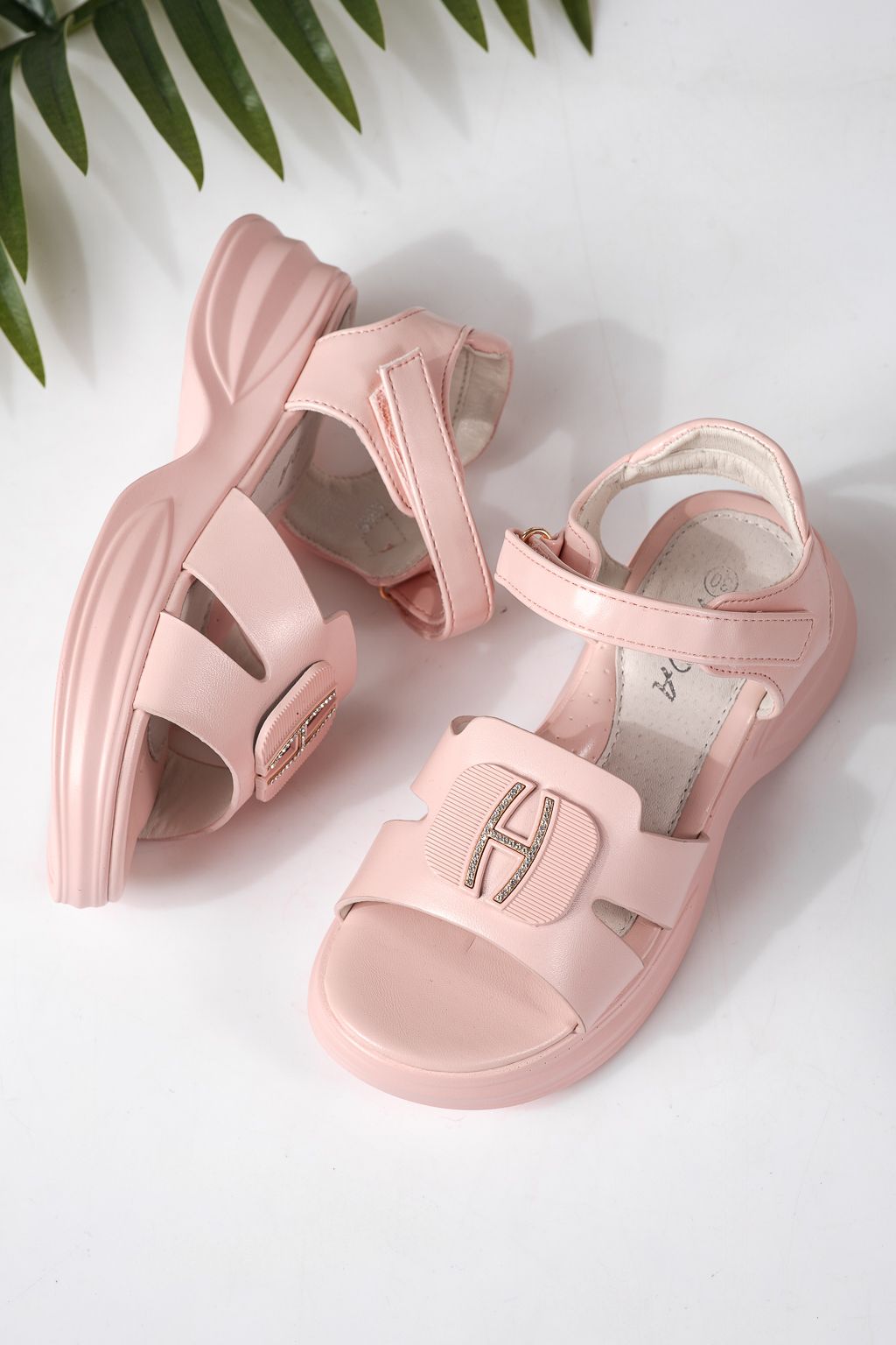 Sandale copii roz din piele ecologica Fianna #24921