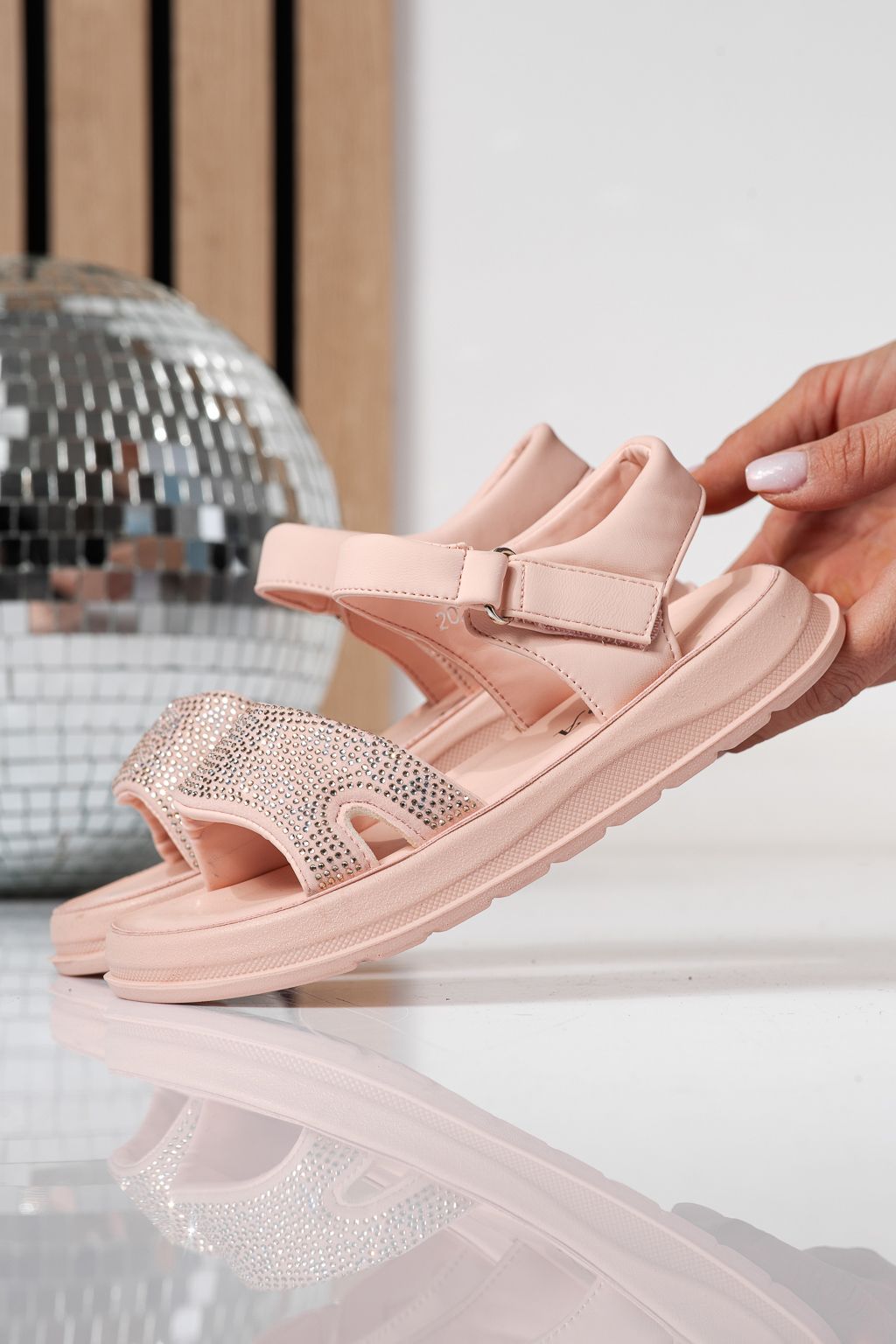 Sandale copii roz din piele ecologica Ivara #24925