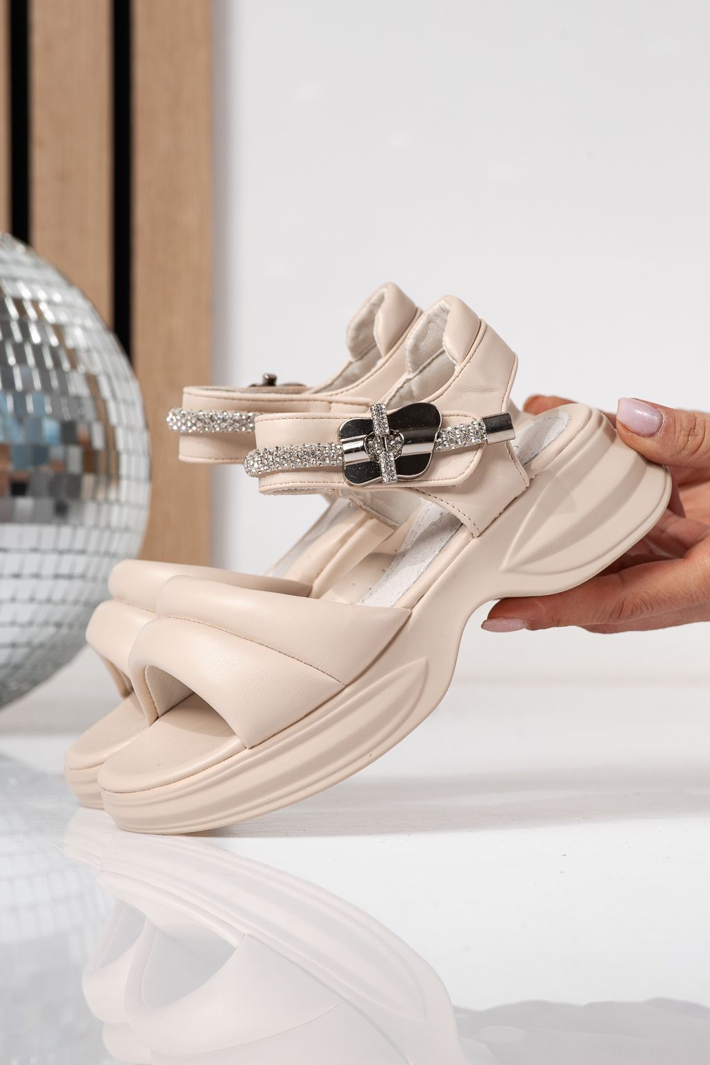 Sandale copii bej din piele ecologica Flori #24950