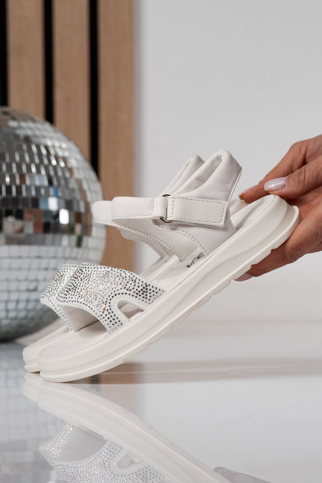 Sandale copii albe din piele ecologica Ivara #24927