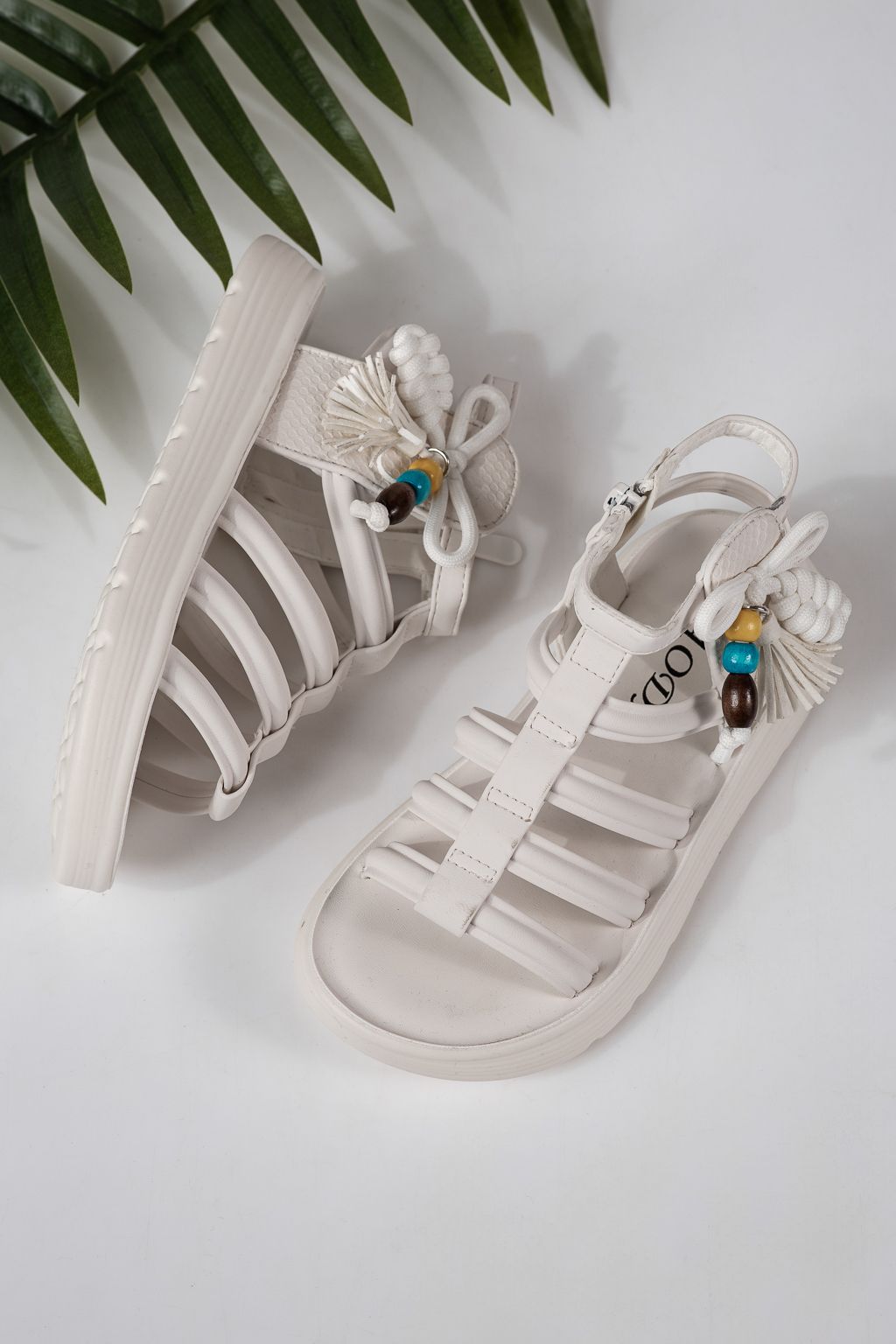 Sandale copii albe din piele ecologica Madison #24924
