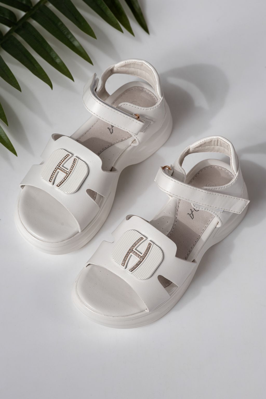 Sandale copii albe din piele ecologica Fianna #24922