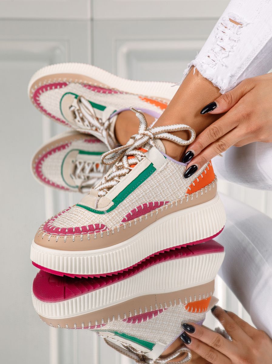 Adidasi dama roz din material textil Roxi #24983