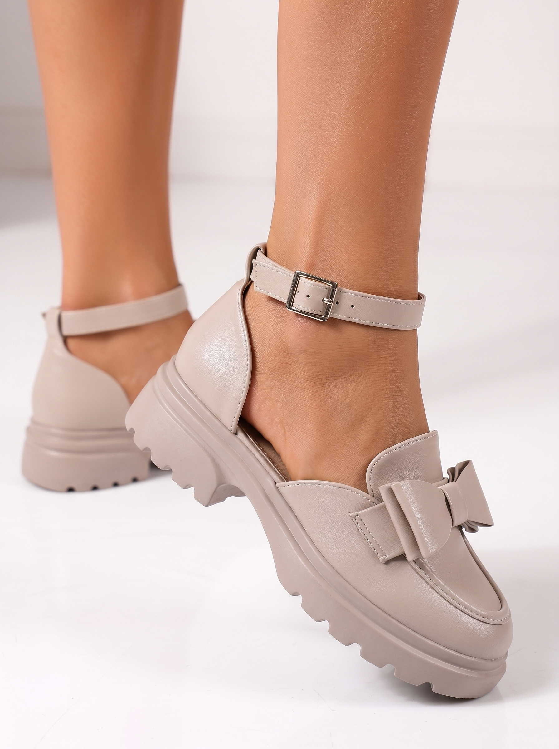 Pantofi casual dama bej din piele ecologica Maris #24993