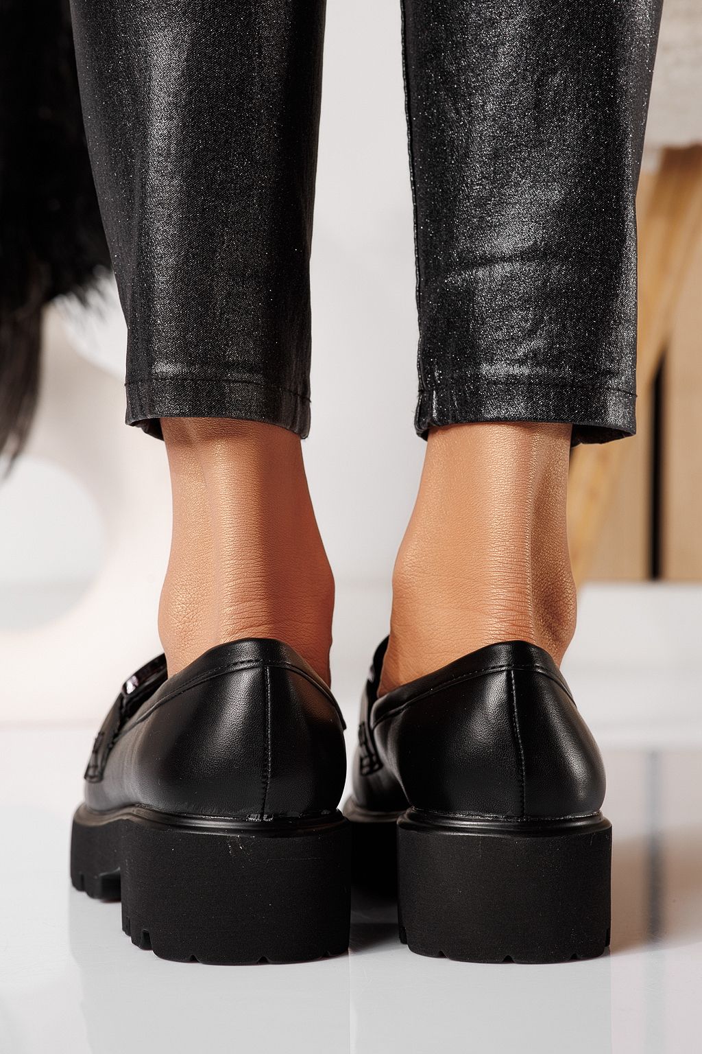 Pantofi casual dama negri din piele ecologica Thalia #25130