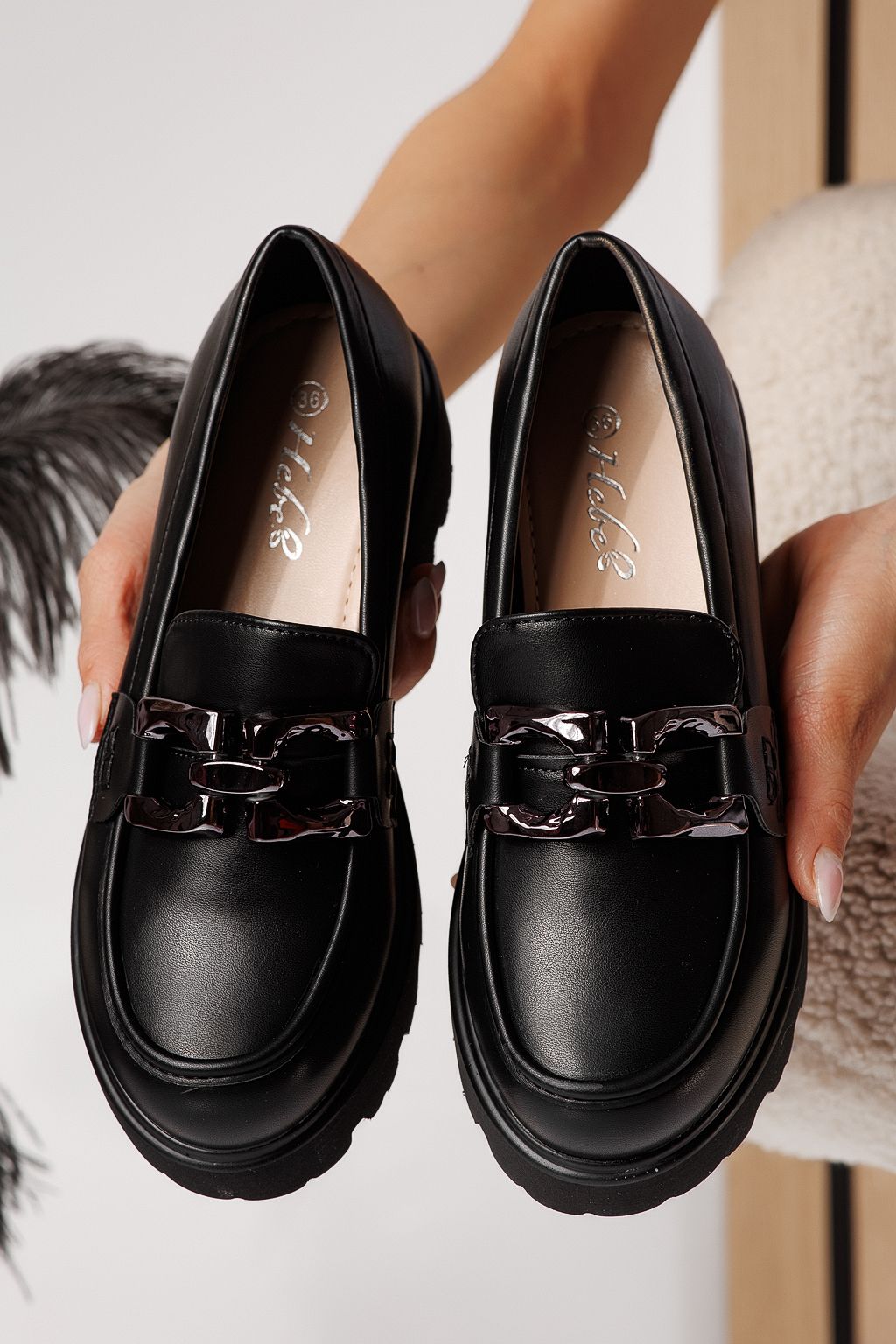 Pantofi casual dama negri din piele ecologica Thalia #25130