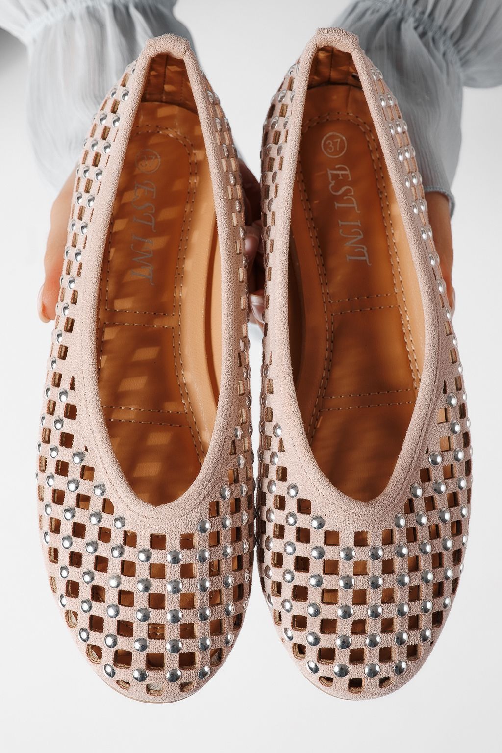 Balerini dama roz din piele ecologica Diamond #25118