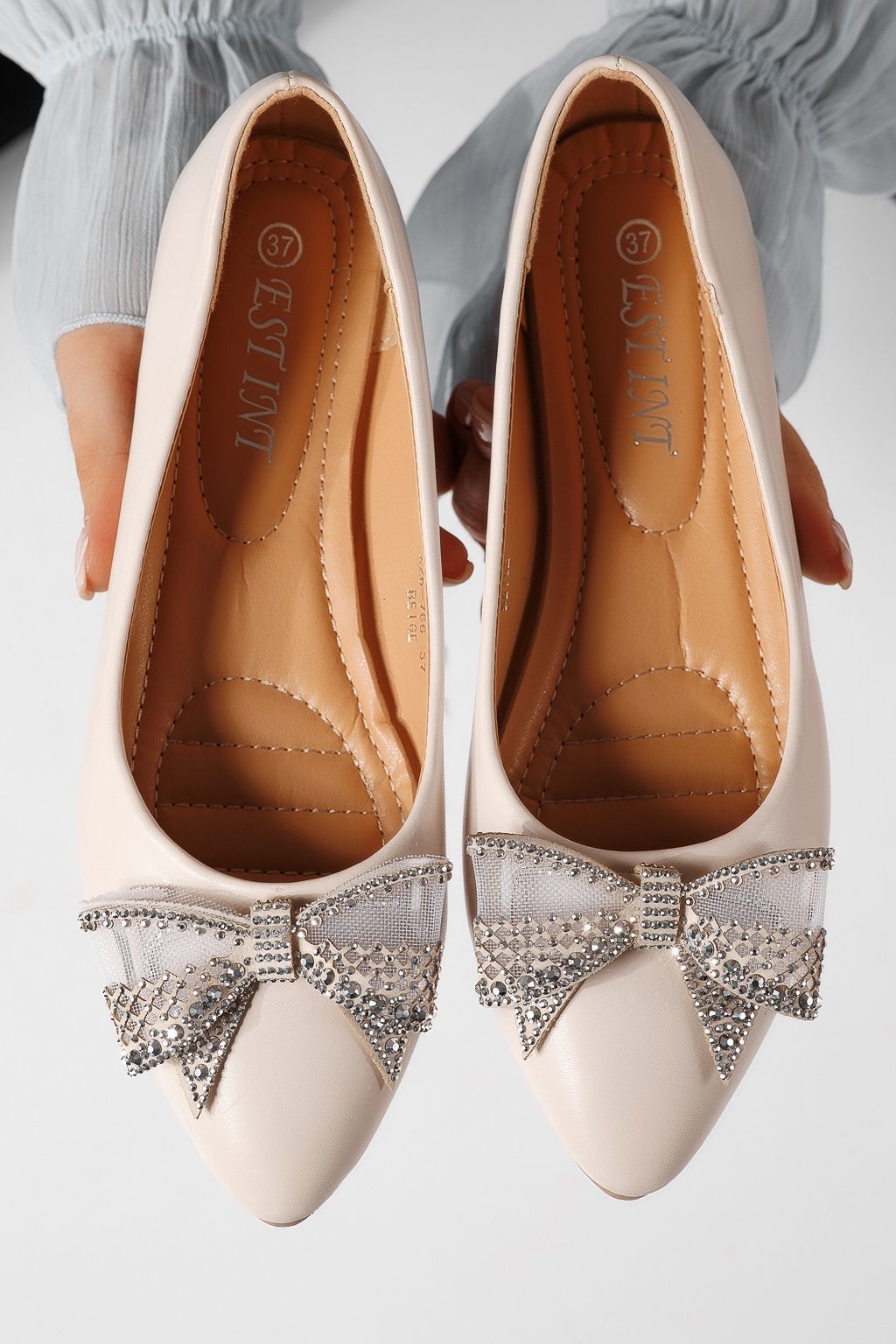 Balerini dama bej din piele ecologica Linnea #25112