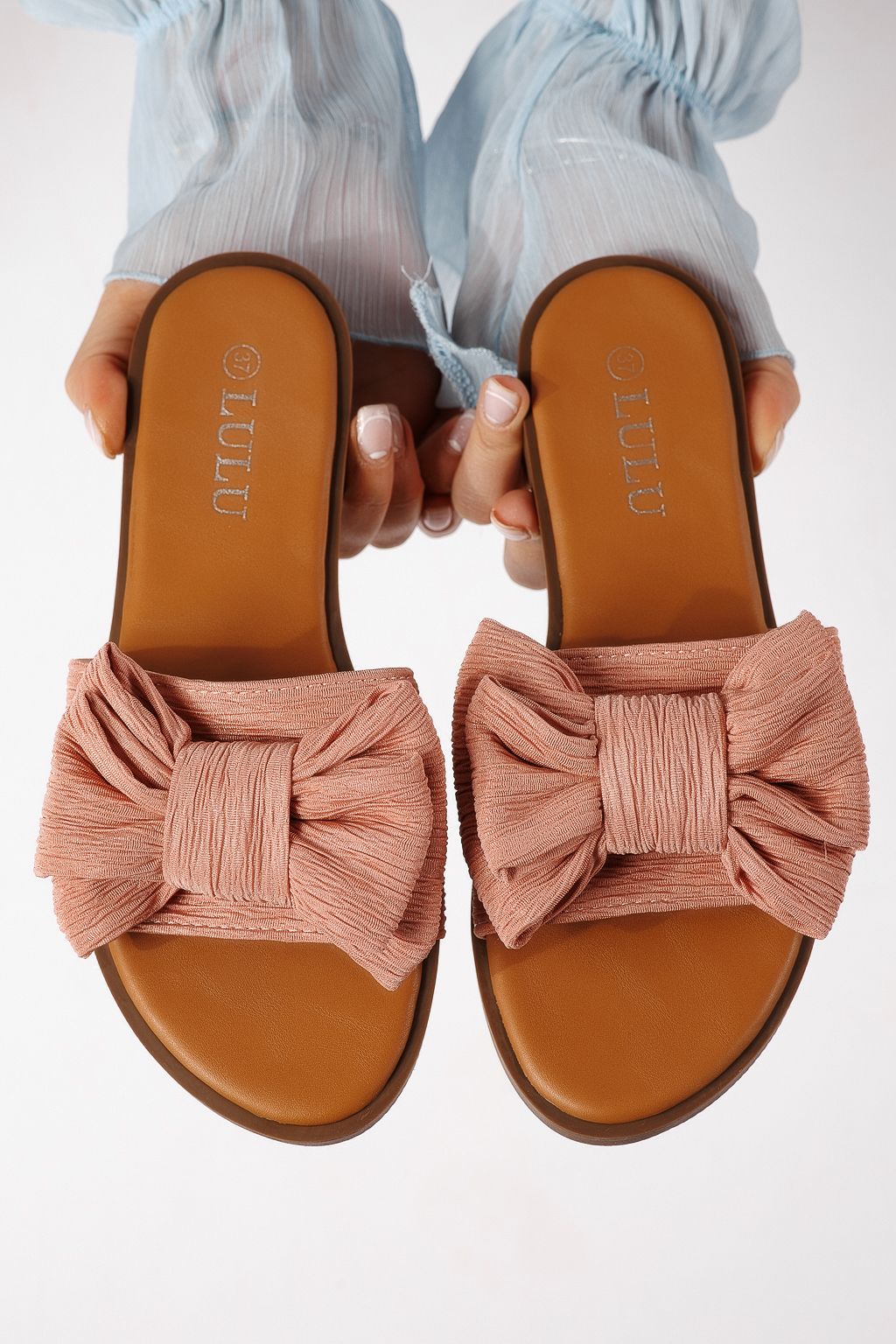 Papuci dama roz din material textil Zaida #25060