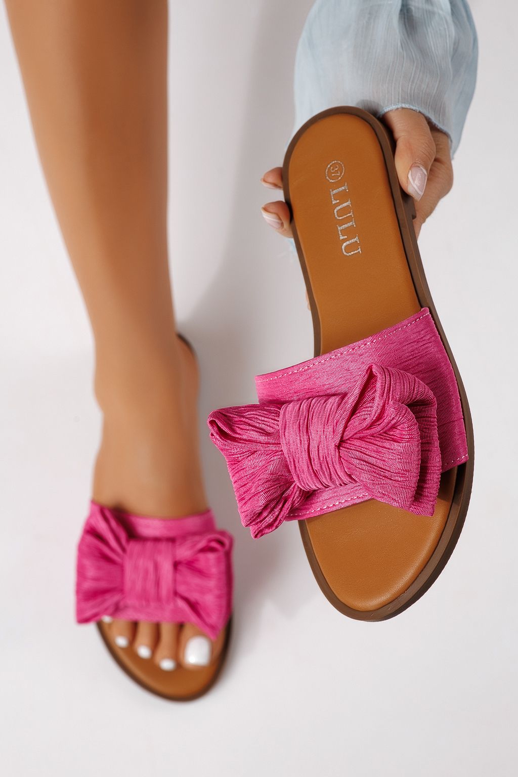 Papuci dama roz din material textil Zaida #25064