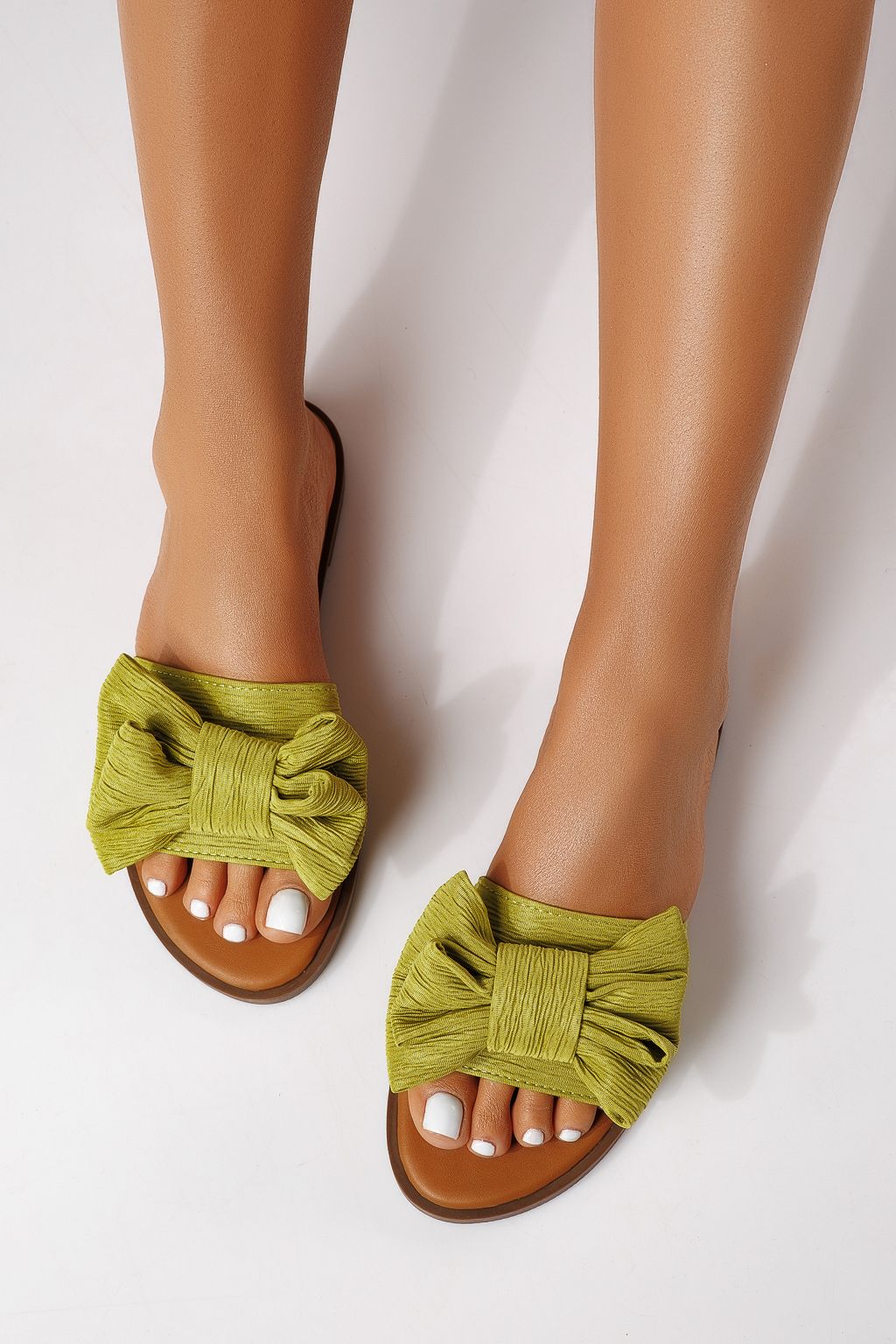 Papuci dama verzi din material textil Zaida #25062