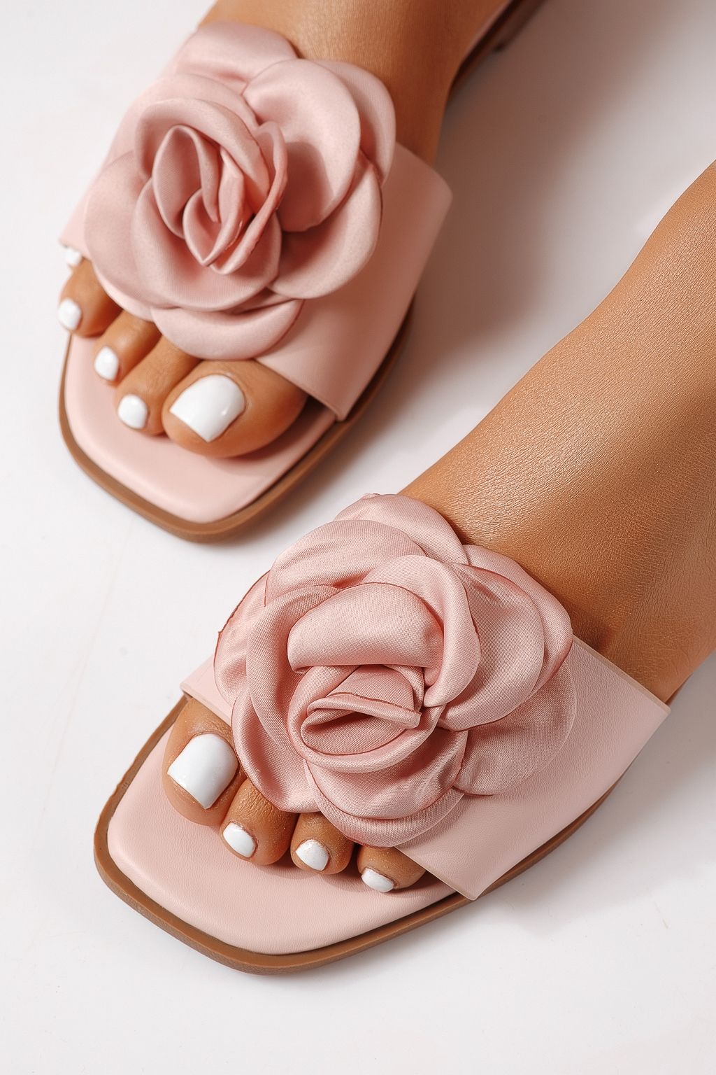 Papuci dama roz din piele ecologica Nerys #25103