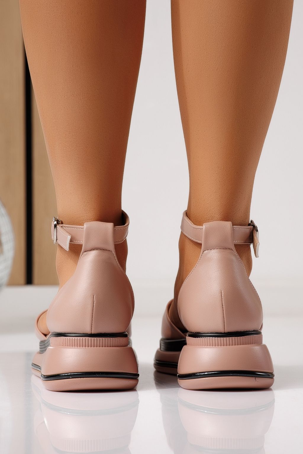 Sandale cu platforma dama roz din piele ecologica Jamie #25069