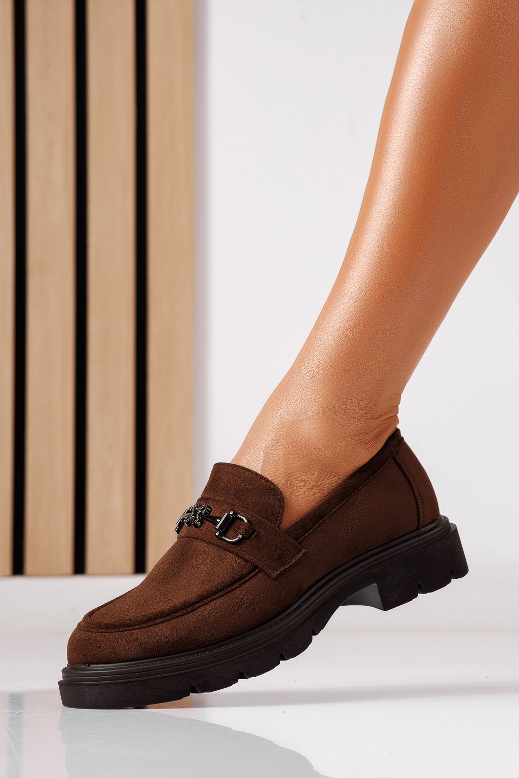 Pantofi casual dama maro din piele ecologica Tahlia #25517