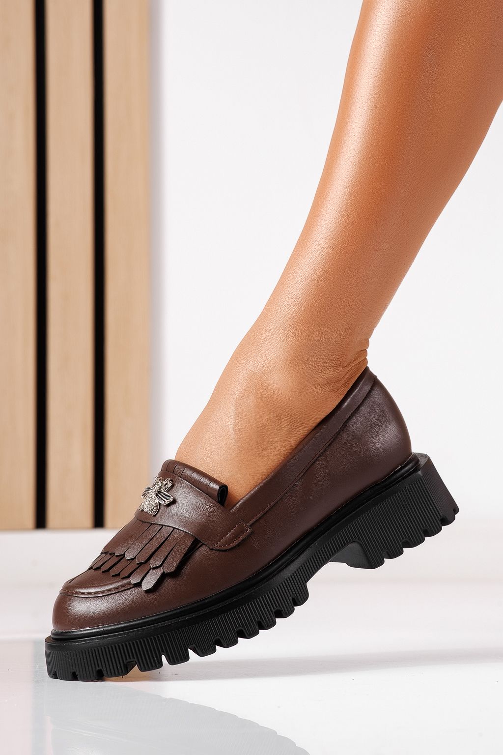 Pantofi casual dama maro din piele ecologica Kiana #25512
