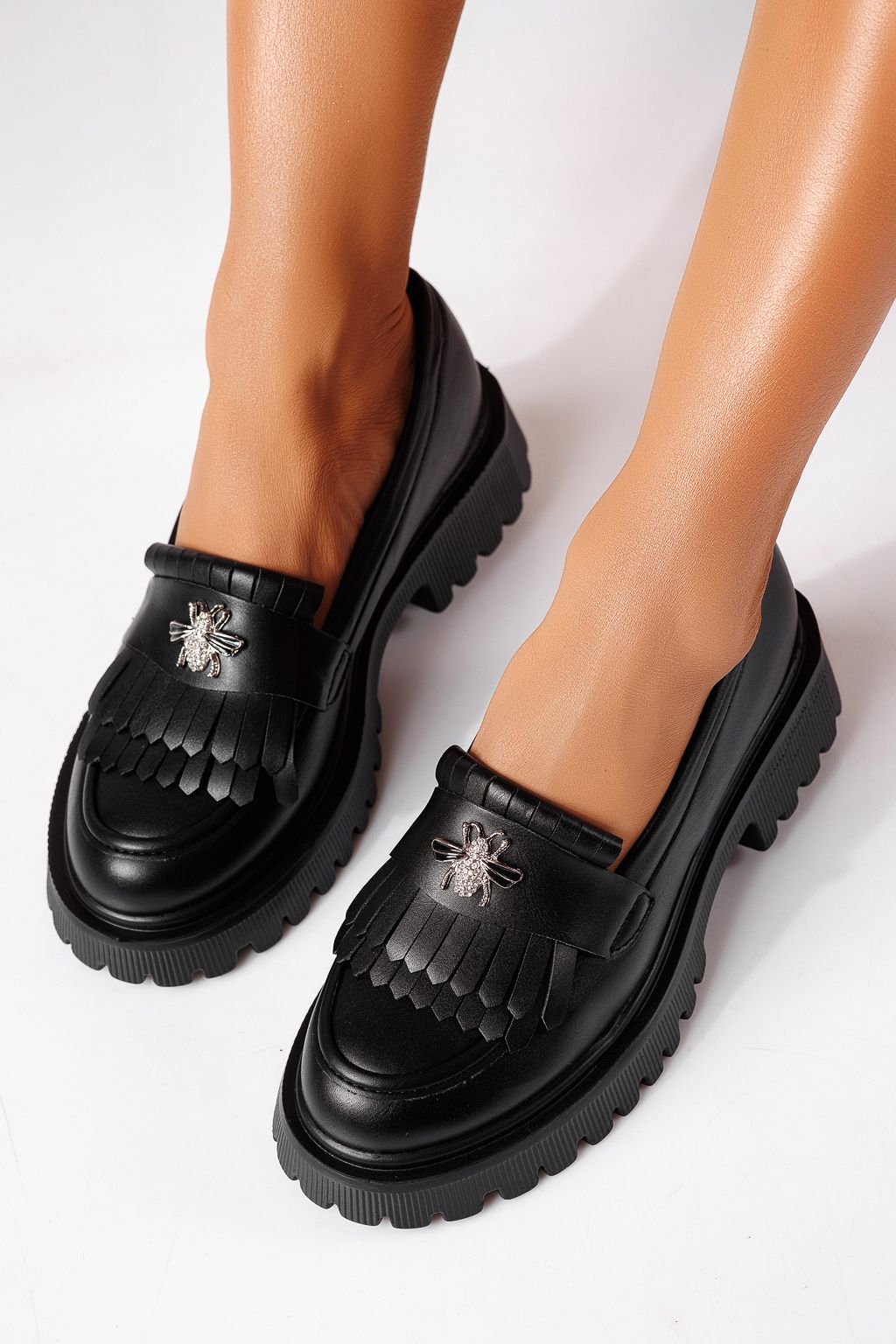Pantofi casual dama negri din piele ecologica Kiana #25511