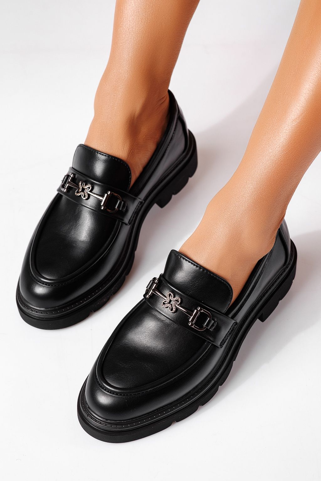 Pantofi casual dama negri din piele ecologica intoarsa Tahlia #25519