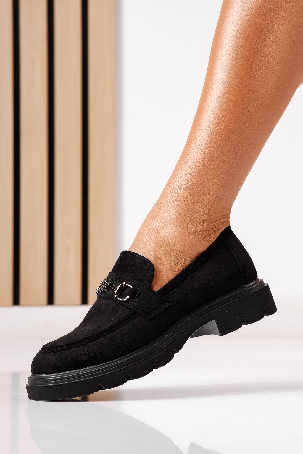 Pantofi casual dama negri din piele ecologica Tahlia #25516