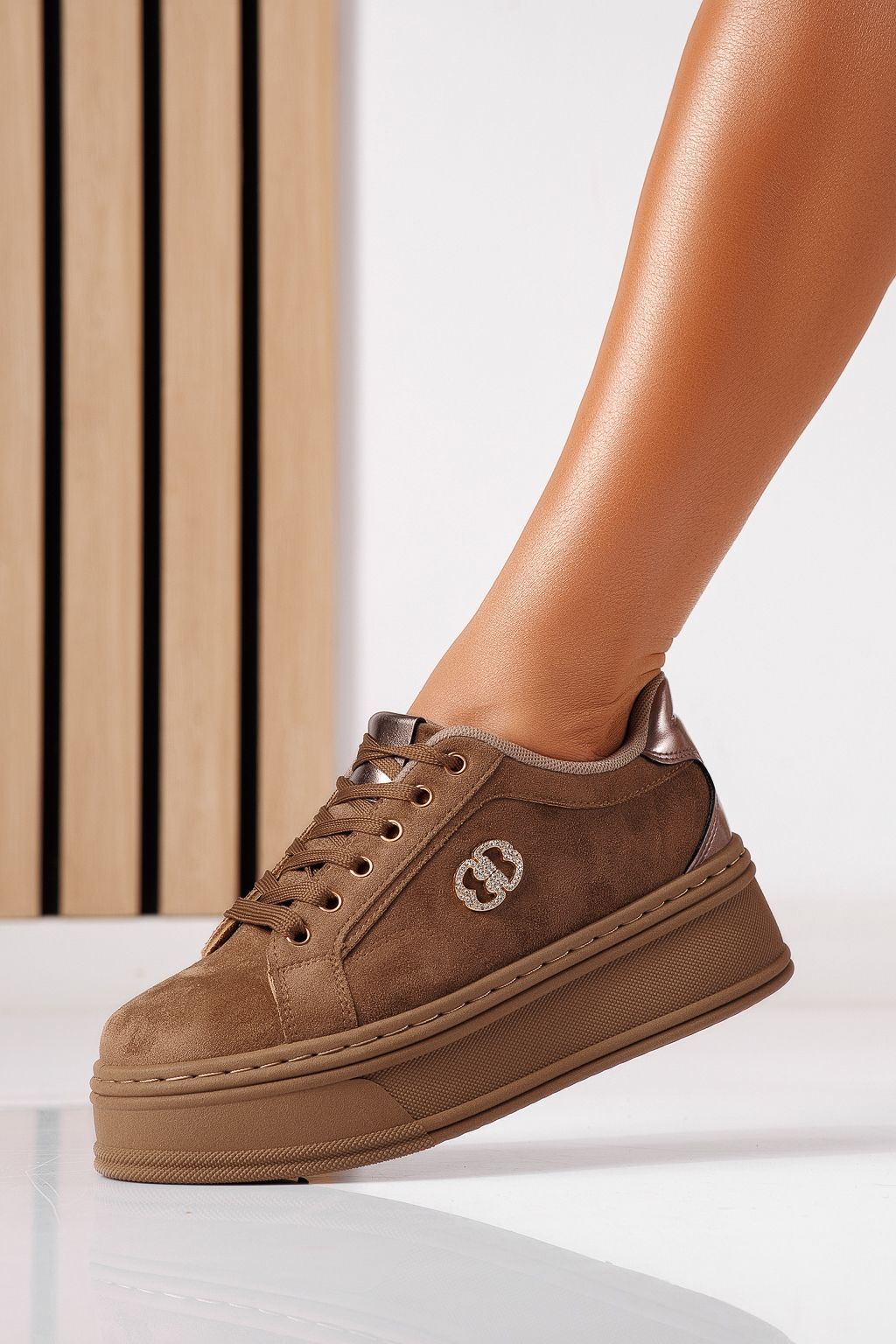 Adidasi dama khaki din piele ecologica intoarsa Astoria #25452