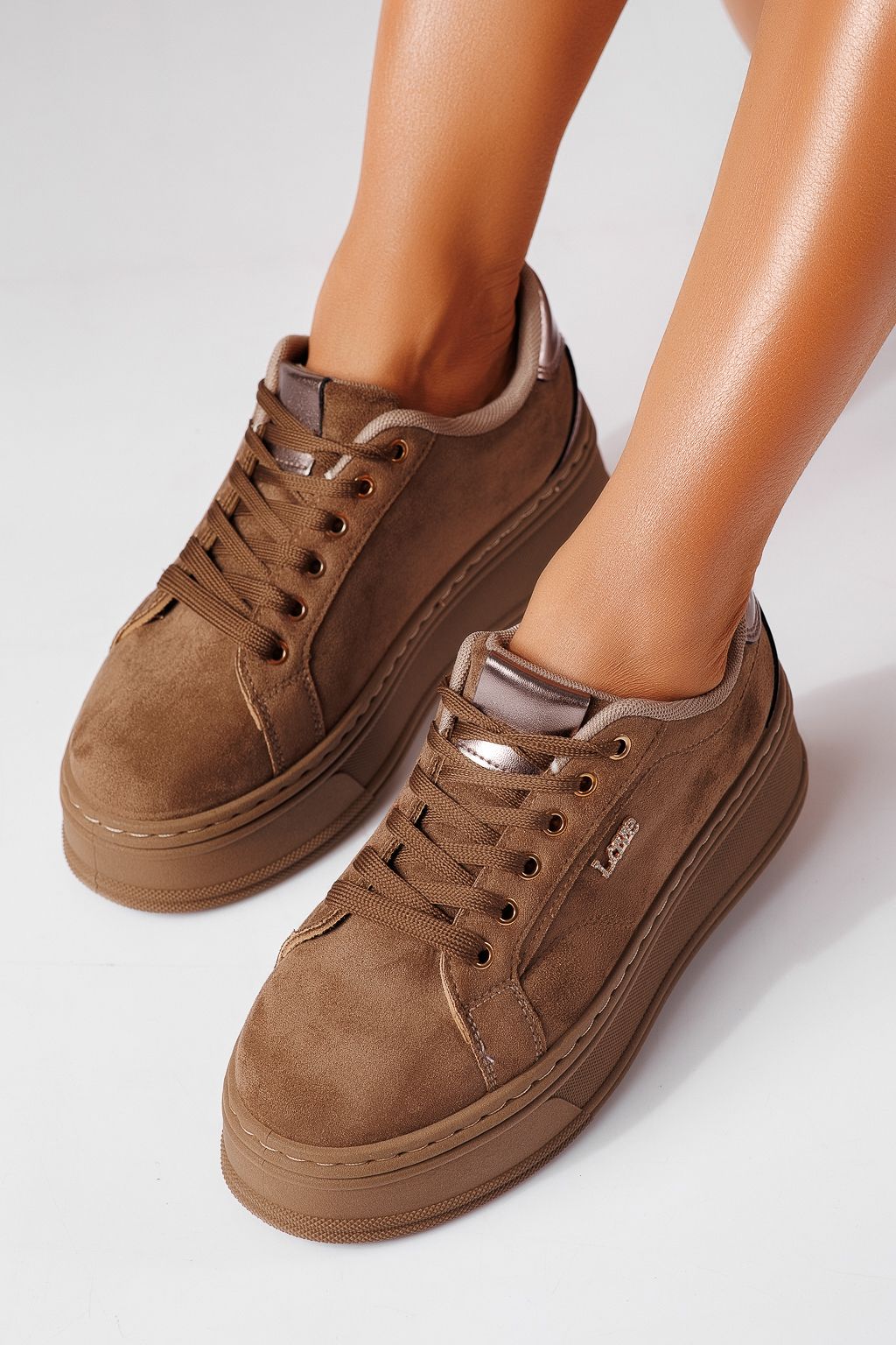 Adidasi dama khaki din piele ecologica intoarsa Azaria #25456