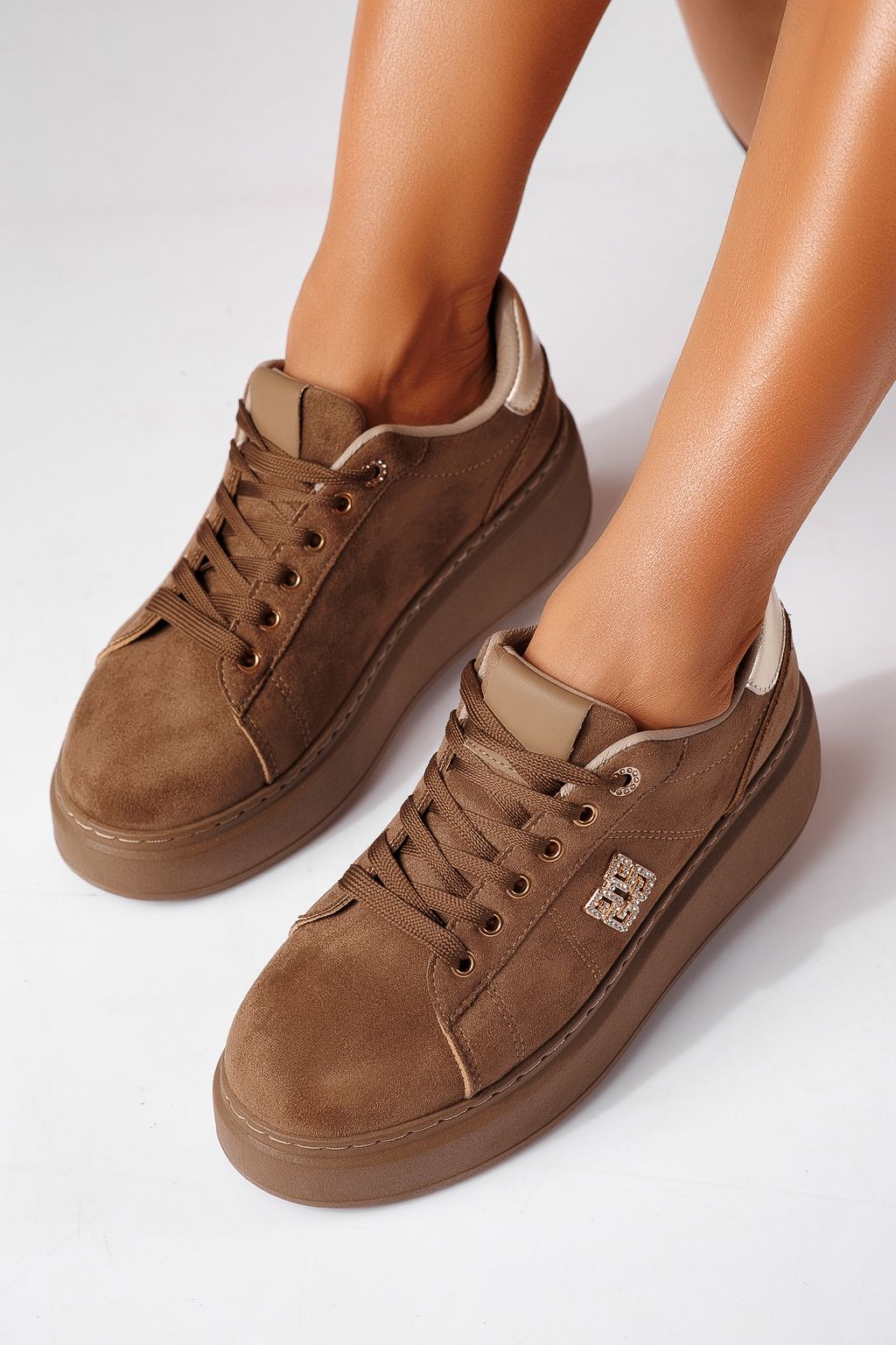 Adidasi dama khaki din piele ecologica intoarsa Enya #25470