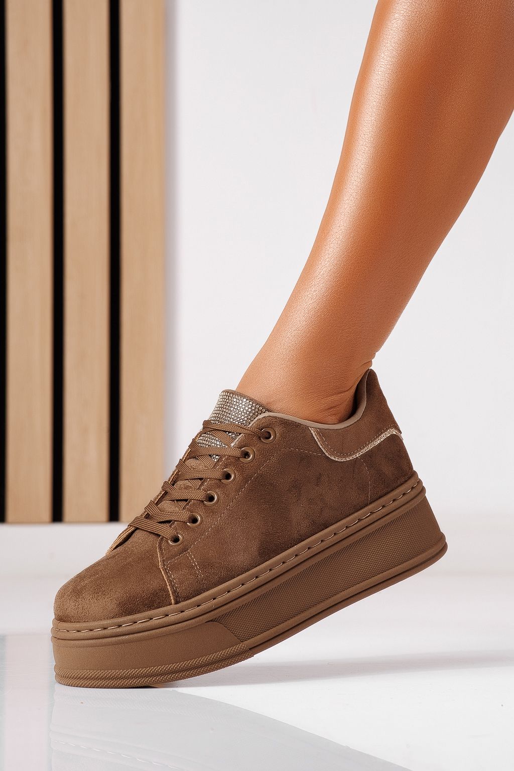 Adidasi dama khaki din piele ecologica intoarsa Cassia #25464