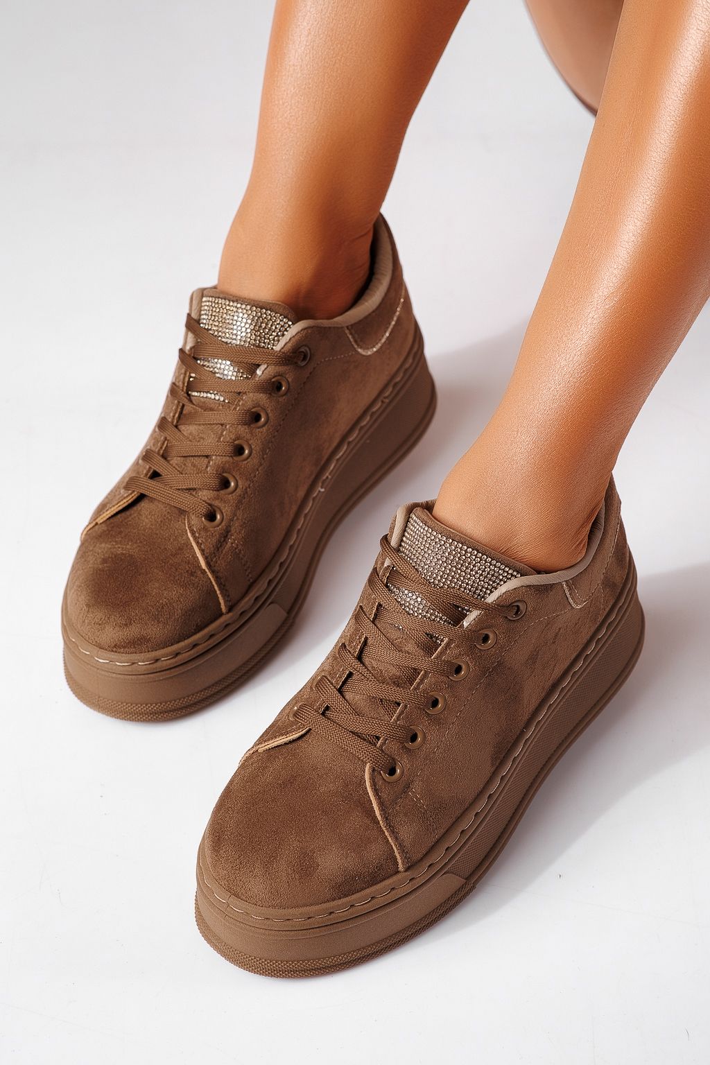 Adidasi dama khaki din piele ecologica intoarsa Cassia #25464