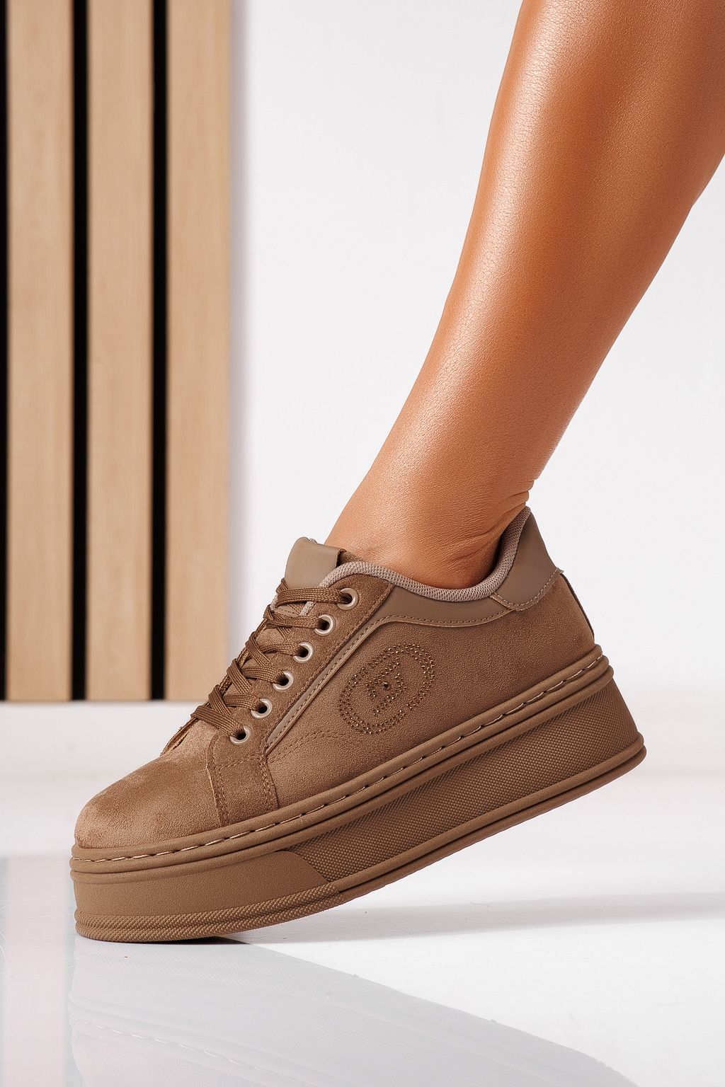 Adidasi dama khaki din piele ecologica intoarsa Calypso #25459