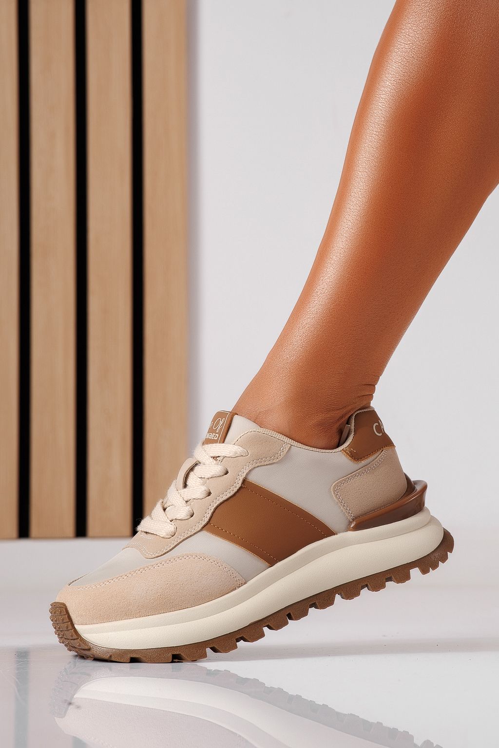 Adidasi dama khaki din piele naturala Samara #25495