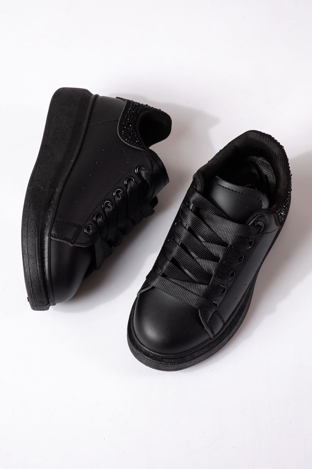 Adidasi copii negri din piele ecologica Scarlett #25434